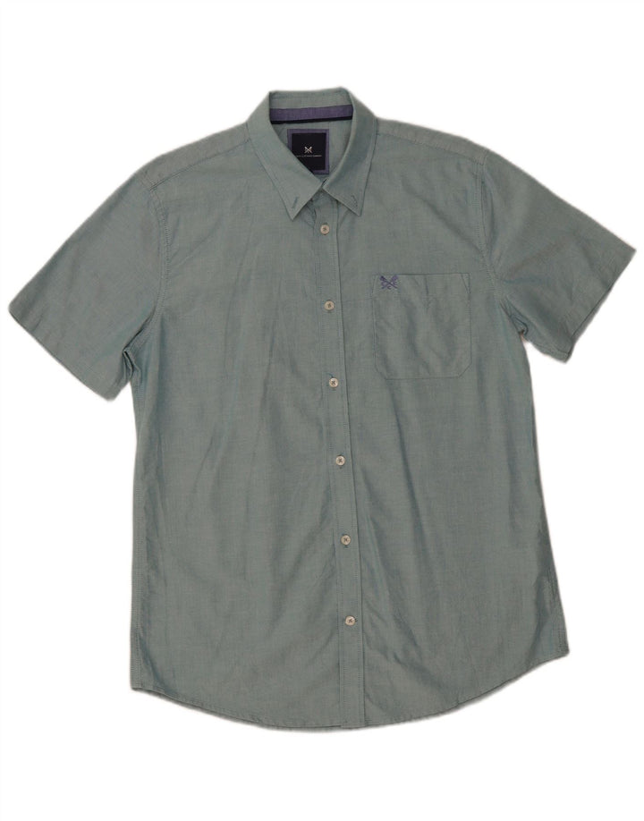 Crew Clothing Mens Short Sleeve Shirt Medium Blue Cotton