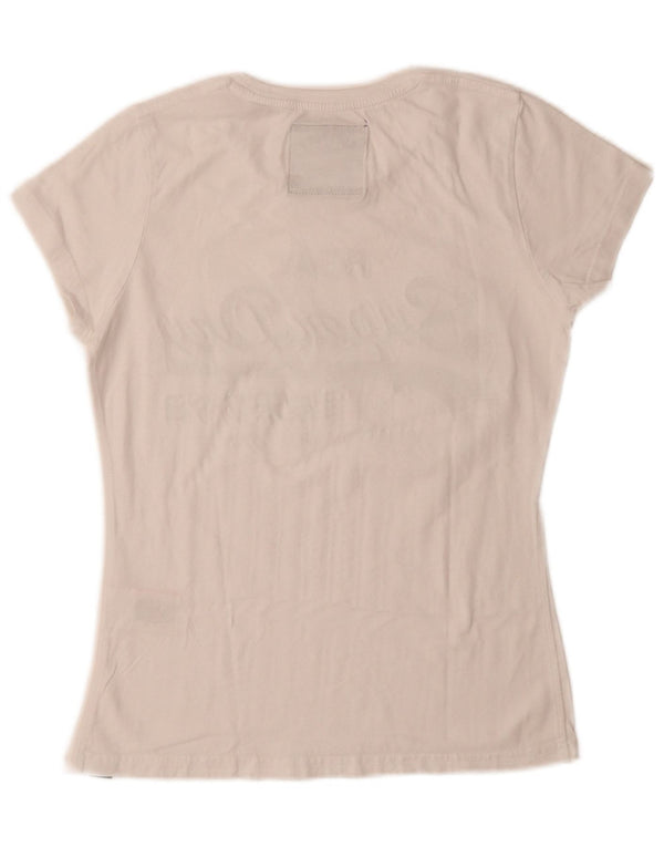 Superdry Womens Graphic T-Shirt Top UK 10 Small White Cotton