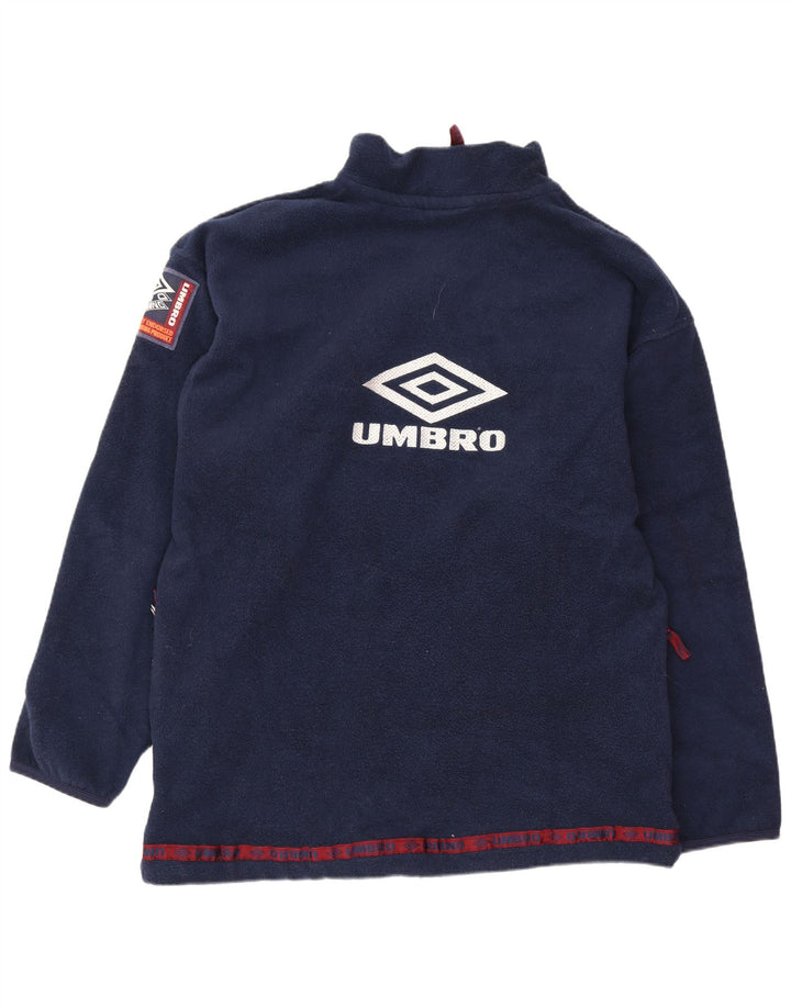 Umbro Mens Graphic Zip Neck Fleece Jumper Large Navy Blue Polyester