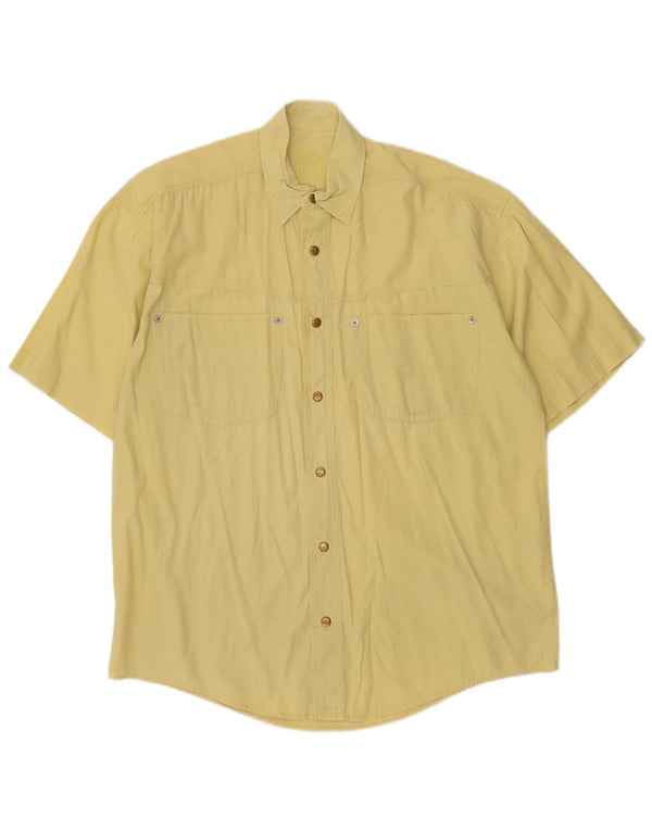 McNeal Mens Short Sleeve Shirt Large Yellow Cotton