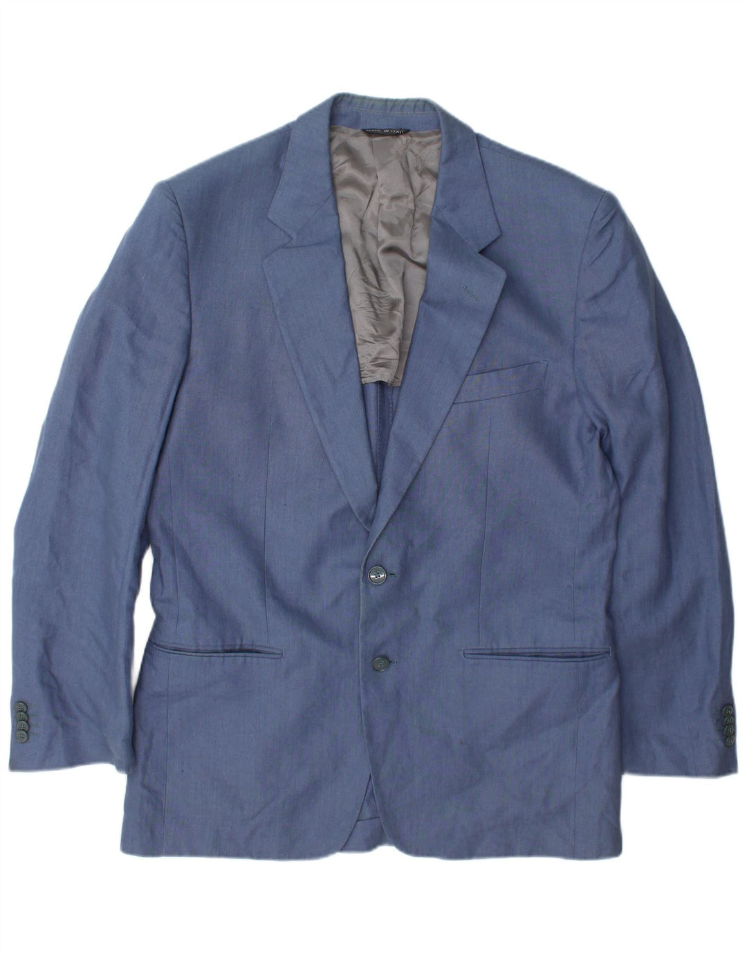 Vintage Mens 2 Button Blazer Jacket IT 50 Large Blue Linen