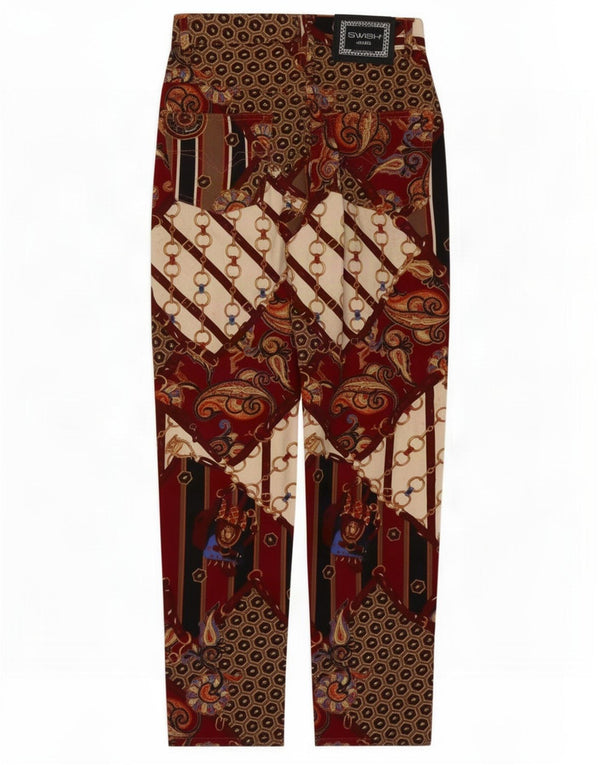 Swish Womens High Waist Tapered Jeans W26 L28 Burgundy Paisley