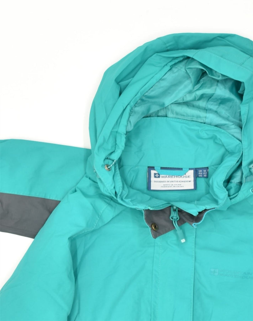 MOUNTAIN WAREHOUSE Womens Hooded Rain Jacket UK 14 large Turquoise | Vintage Mountain Warehouse | Thrift | Second-Hand Mountain Warehouse | Used Clothing | Messina Hembry 