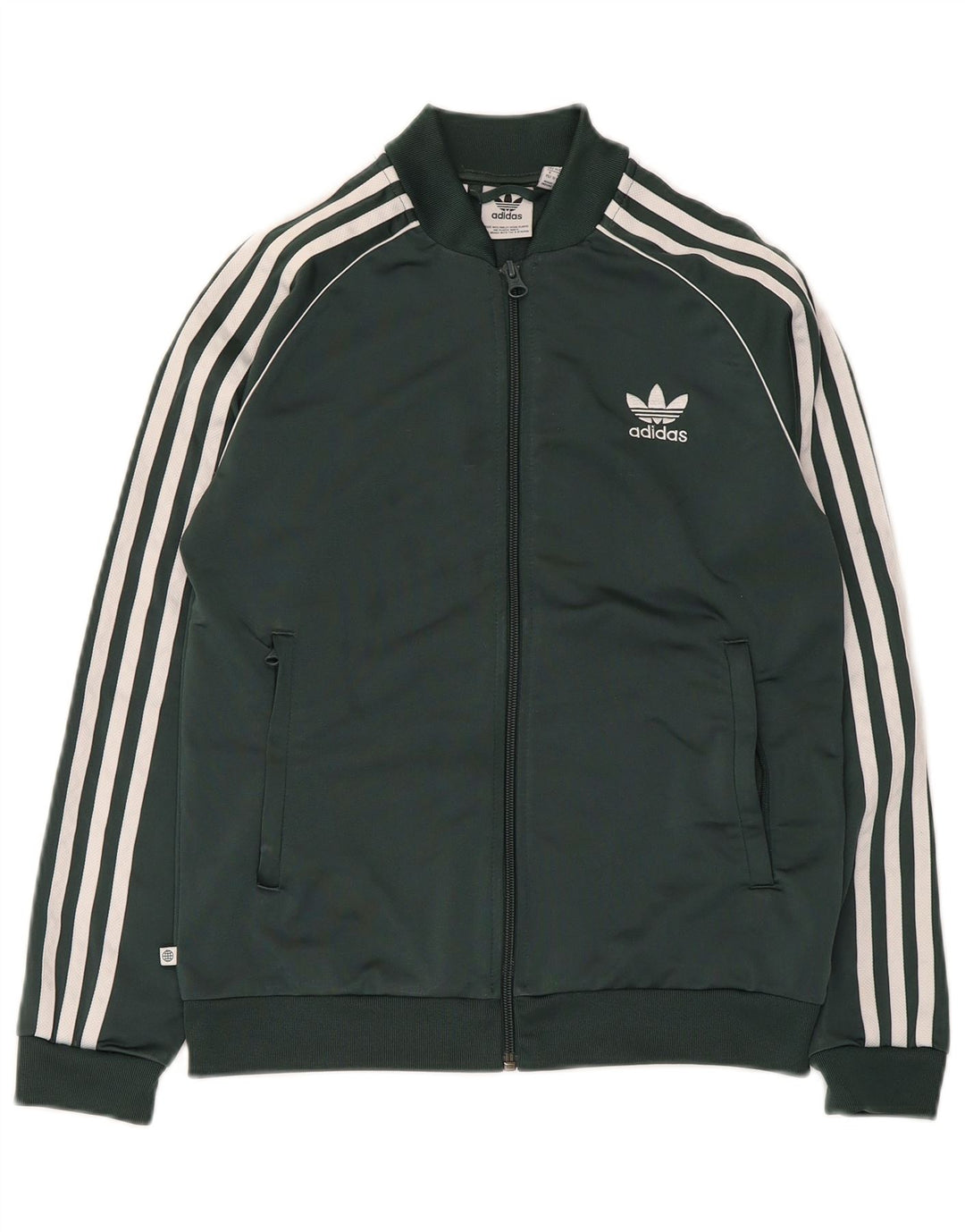 Adidas Boys Tracksuit Top Jacket 11-12 Years Green Polyester