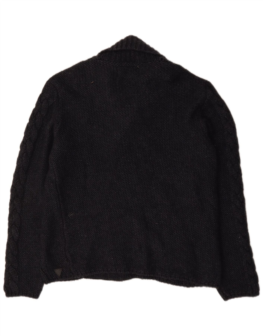 Guess Mens Duffle Buttons Cardigan Sweater Large Black Acrylic