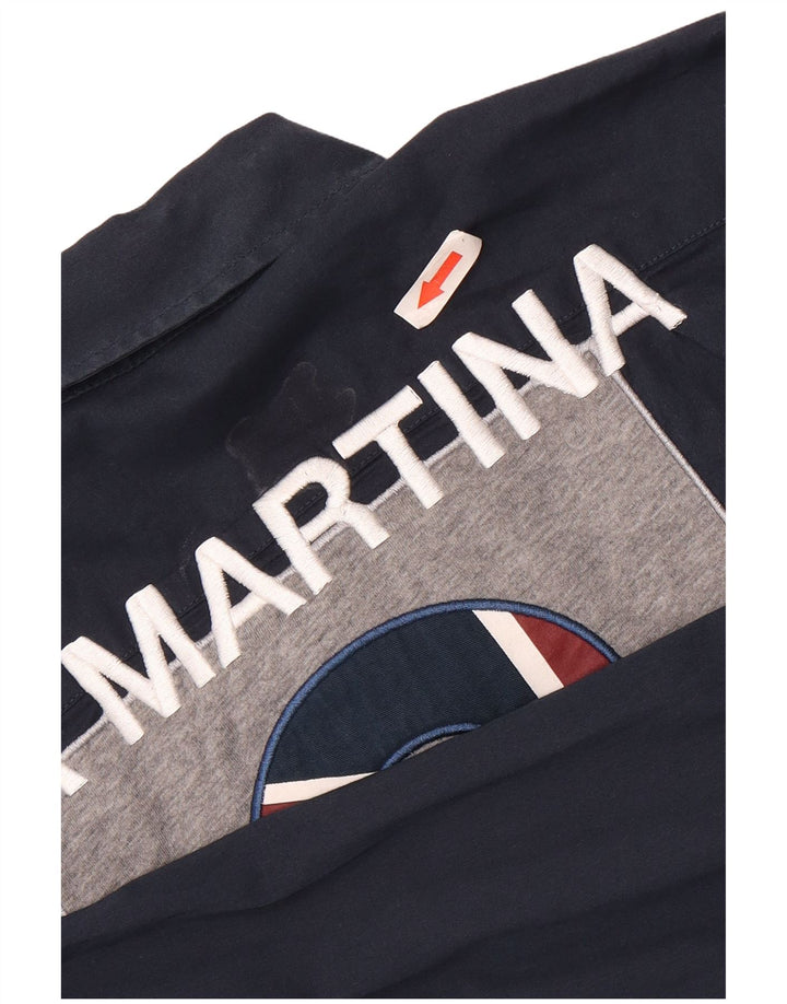 La Martina Mens Graphic Shirt Small Navy Blue Cotton