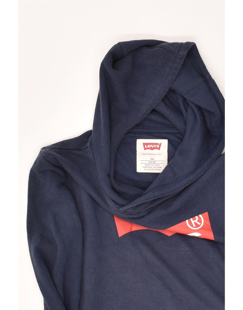 LEVI'S Boys Graphic Hoodie Jumper 13-14 Years Navy Blue Cotton | Vintage Levi's | Thrift | Second-Hand Levi's | Used Clothing | Messina Hembry 