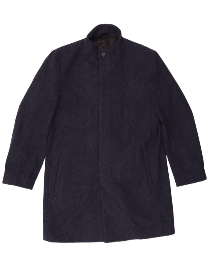 Marks & Spencer Mens Overcoat UK 42 XL Navy Blue Wool