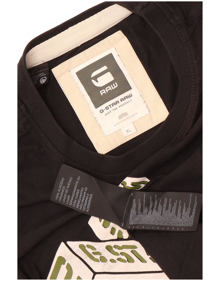 G-Star Mens Graphic T-Shirt Top XL Black Cotton