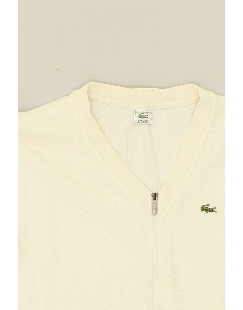 LACOSTE Womens Cardigan Sweater Size 42 Large Off White Cotton | Vintage Lacoste | Thrift | Second-Hand Lacoste | Used Clothing | Messina Hembry 