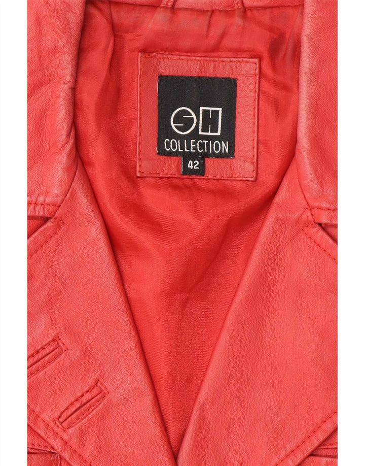 Vintage Womens 6 Button Leather Blazer Jacket IT 42 Medium Red