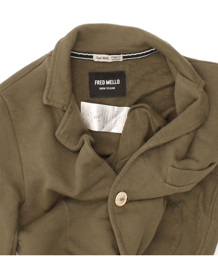 FRED MELLO Boys 2 Button Blazer Jacket 6-7 Years Small Khaki Cotton Vintage Fred Mello and Second-Hand Fred Mello from Messina Hembry 