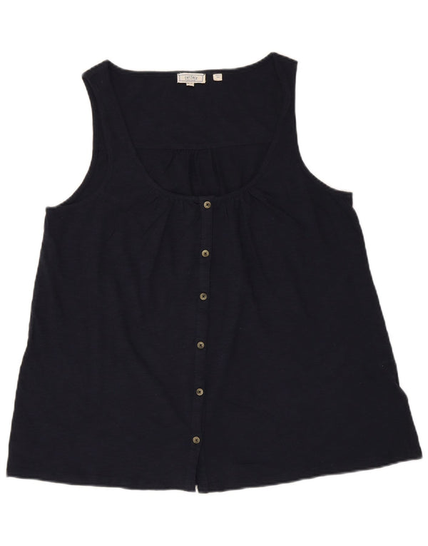Fat Face Womens Sleeveless Shirt Blouse UK 12 Medium Navy Blue Cotton
