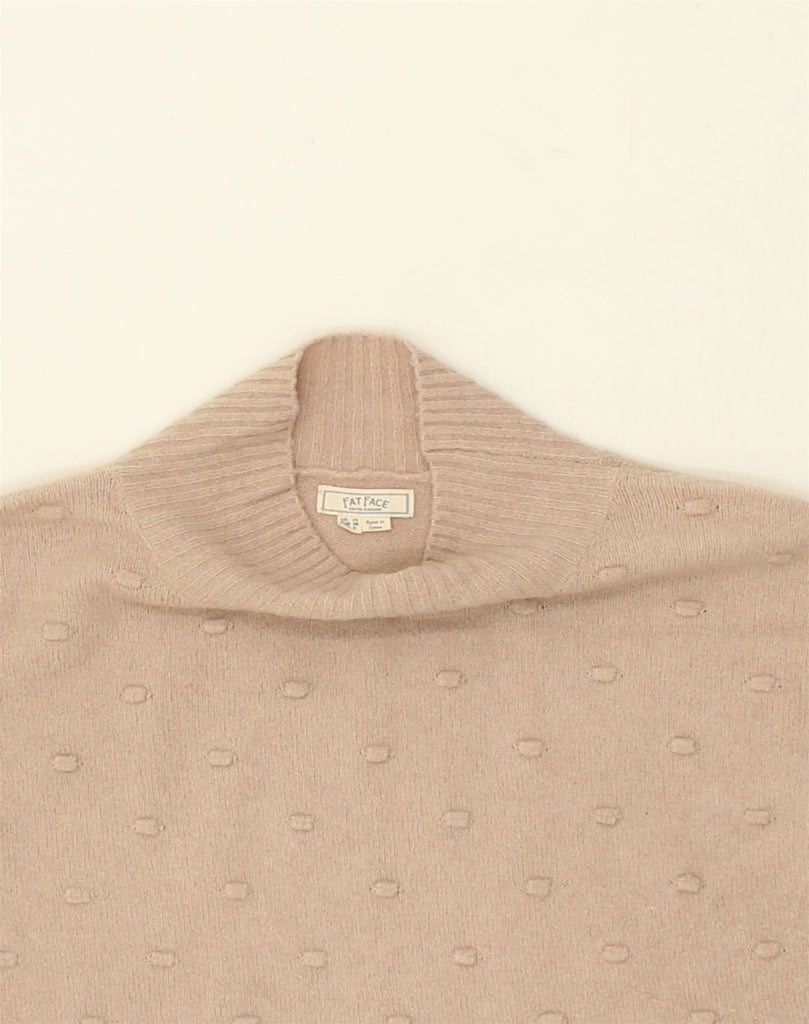 FAT FACE Womens Roll Neck Jumper Sweater UK 10 Small  Beige Spotted | Vintage Fat Face | Thrift | Second-Hand Fat Face | Used Clothing | Messina Hembry 