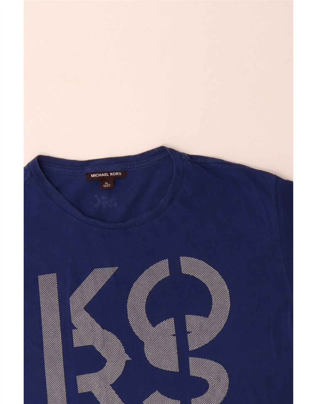 MICHAEL KORS Mens Graphic T-Shirt Top XL Blue Cotton