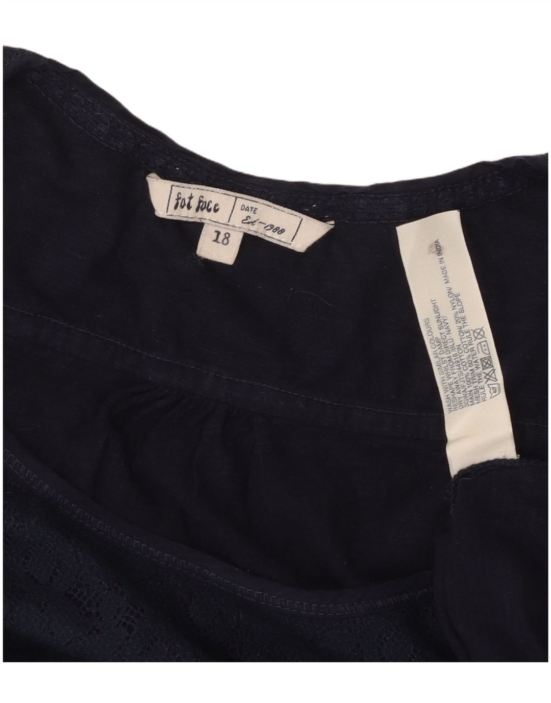 Fat Face Womens Long Sleeve Blouse Top UK 18 XL Navy Blue Floral Cotton