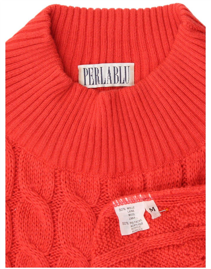 VINTAGE Womens Turtle Neck Jumper Sweater UK 14 Medium Red Wool