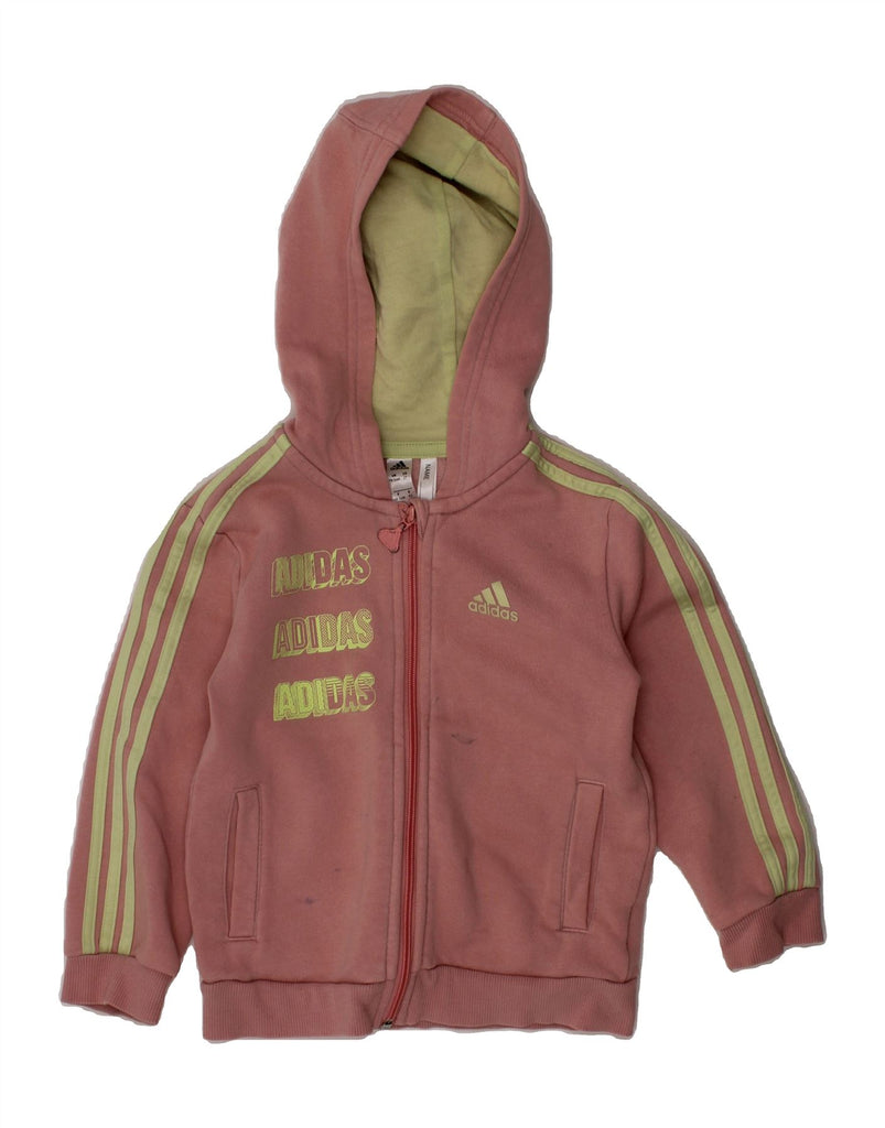 ADIDAS Baby Girls Graphic Zip Hoodie Sweater 18-24 Months Pink Cotton Vintage Adidas and Second-Hand Adidas from Messina Hembry 