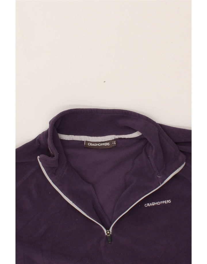 CRAGHOPPERS Womens Zip Neck Fleece Jumper UK 12 Medium  Purple Polyester Vintage CRAGHOPPERS and Second-Hand CRAGHOPPERS from Messina Hembry 