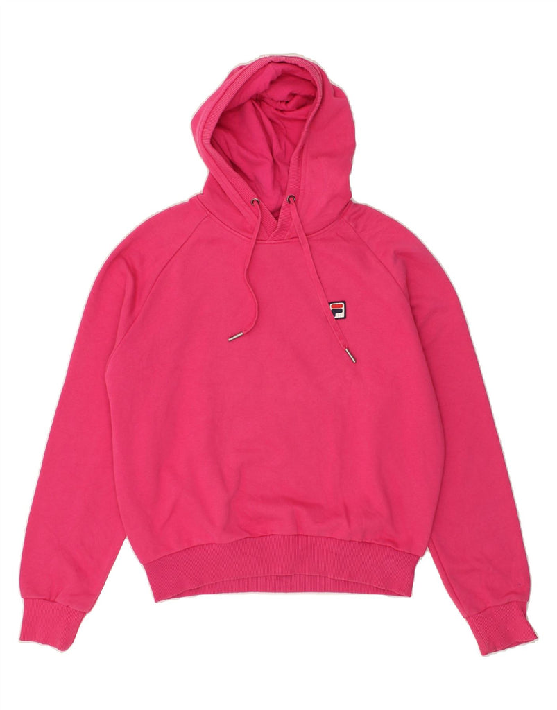 FILA Womens Hoodie Jumper UK 14 Medium Pink Cotton | Vintage Fila | Thrift | Second-Hand Fila | Used Clothing | Messina Hembry 