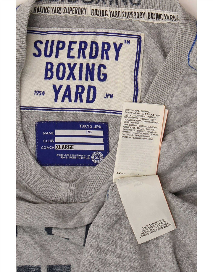Superdry Mens Graphic T-Shirt Top XL Grey Cotton
