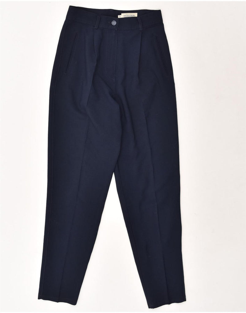 BENETTON Womens Tapered Chino Trousers IT 40 Small W24 L28 Navy Blue Wool | Vintage Benetton | Thrift | Second-Hand Benetton | Used Clothing | Messina Hembry 