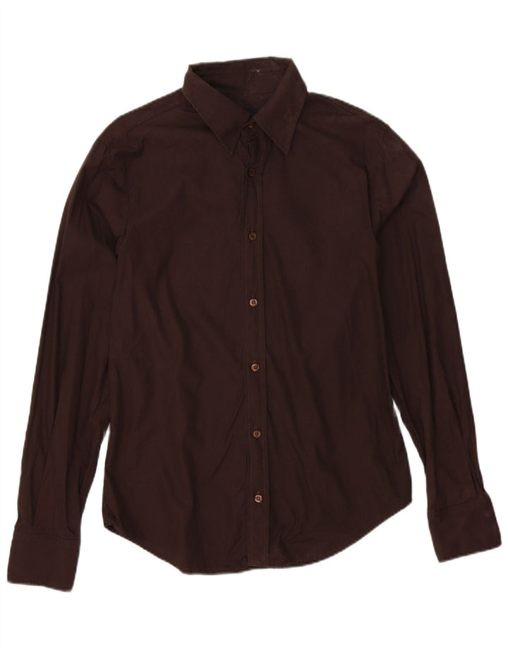 Just Cavalli Womens Shirt UK 14 Medium Brown Cotton