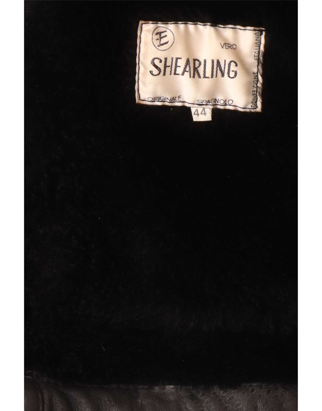 Vintage Mens Shearling Jacket UK 44 2XL Black Shearling
