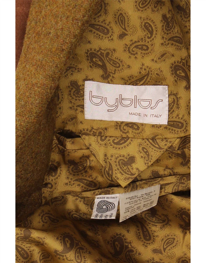 Byblos Mens 3 Button Blazer Jacket IT 50 Large Khaki Wool