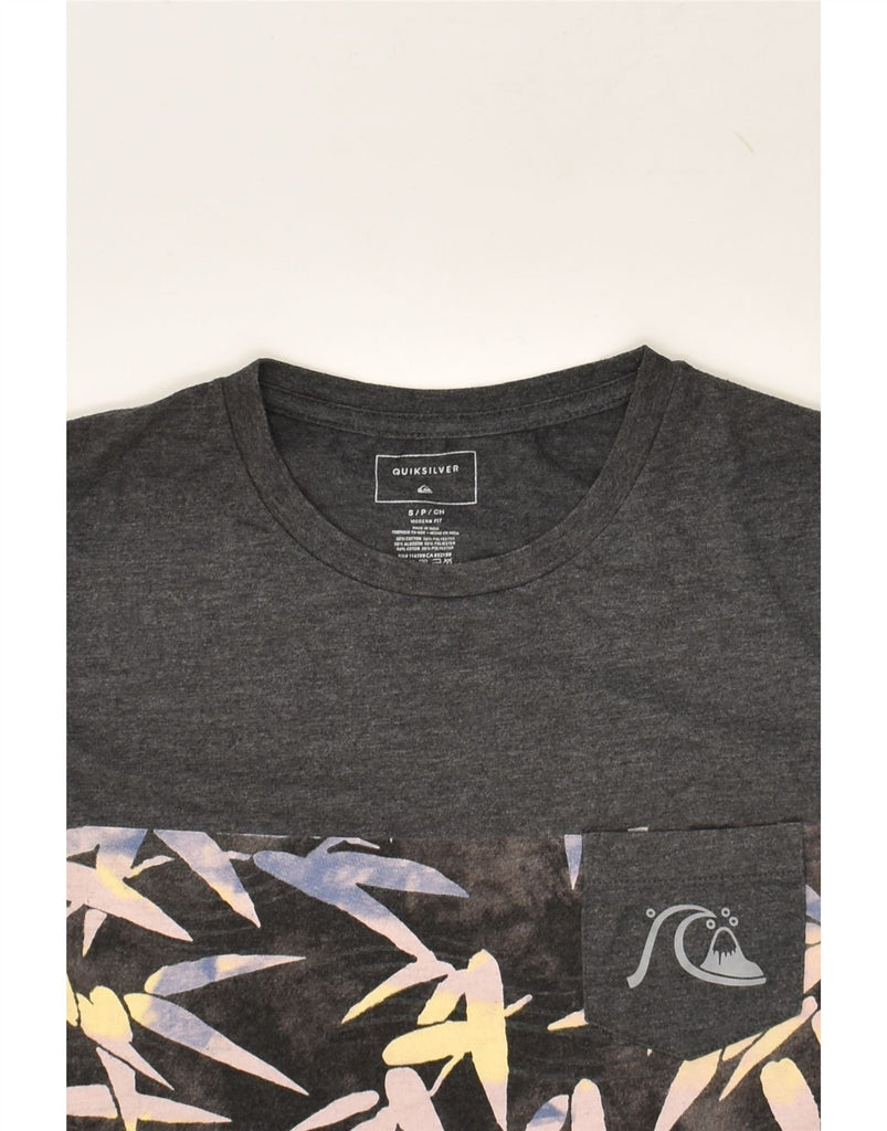 QUIKSILVER Mens Graphic T-Shirt Top Small Grey Floral Cotton | Vintage Quiksilver | Thrift | Second-Hand Quiksilver | Used Clothing | Messina Hembry 