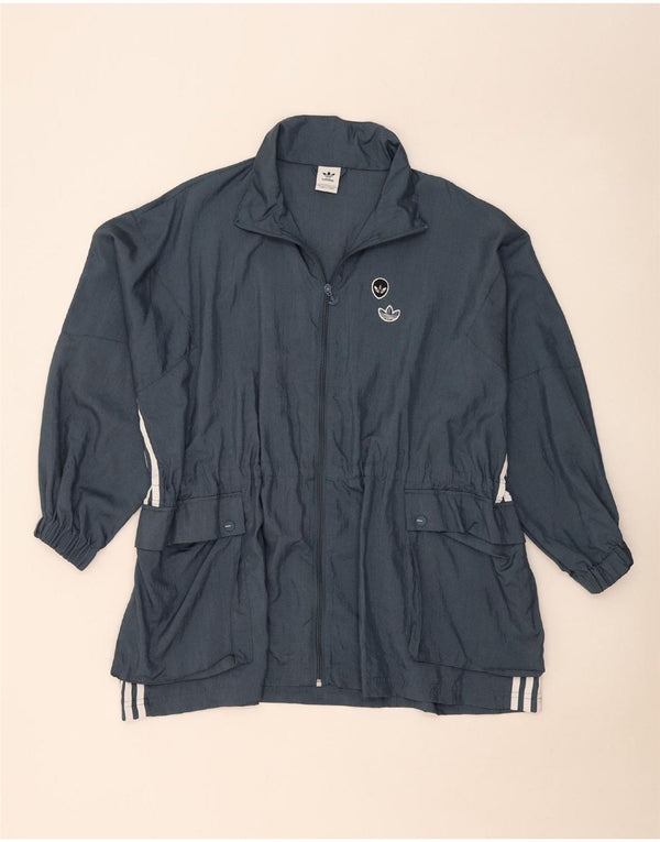 Adidas Womens Oversized Utility Jacket UK 8 Small Blue Polyamide