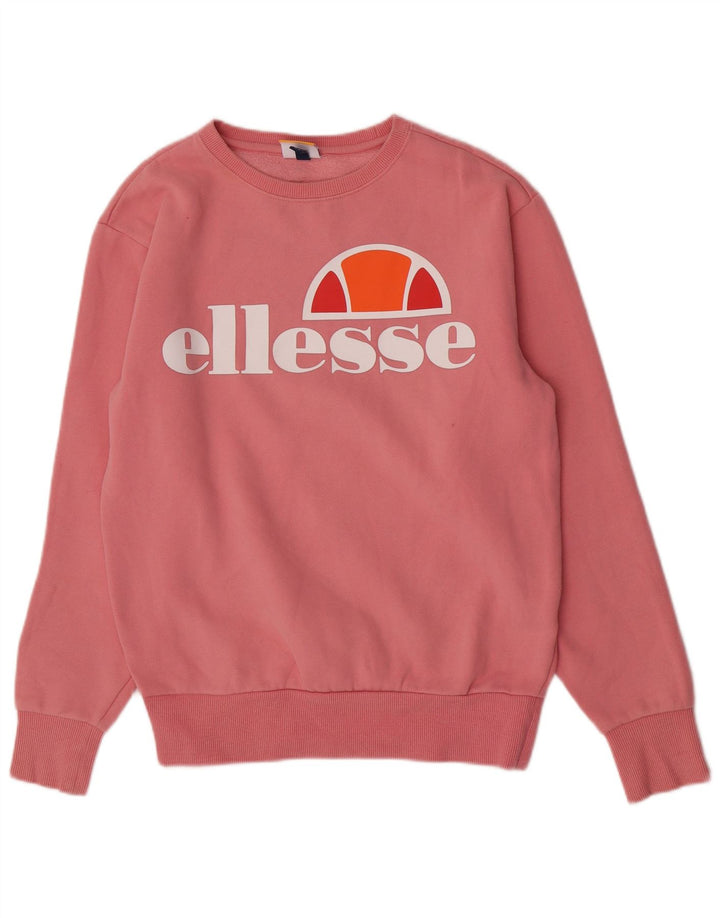 Ellesse Womens Graphic Sweatshirt Jumper UK 10 Small Pink Cotton