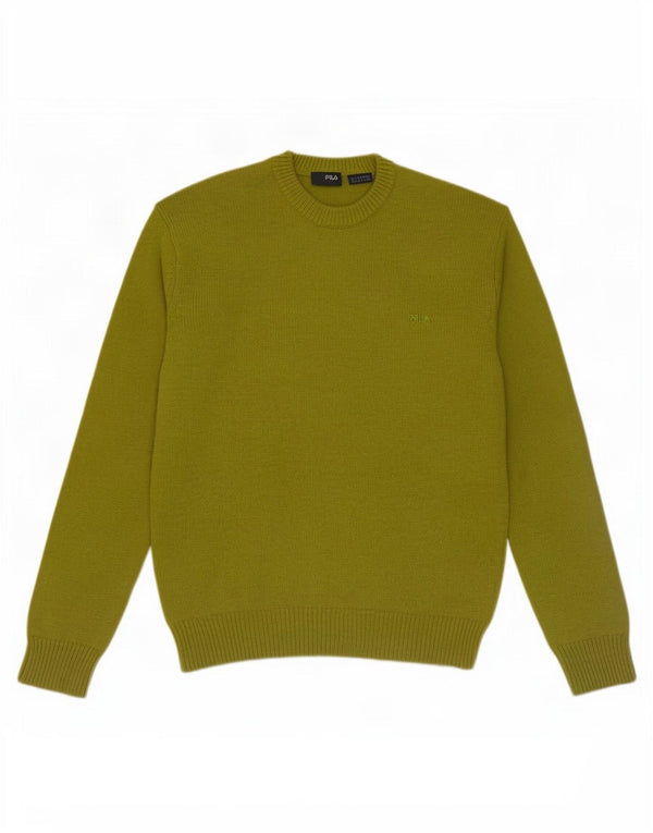 Fila Mens Crew Neck Jumper Sweater Medium Khaki Wool