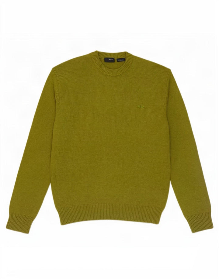 Fila Mens Crew Neck Jumper Sweater Medium Khaki Wool