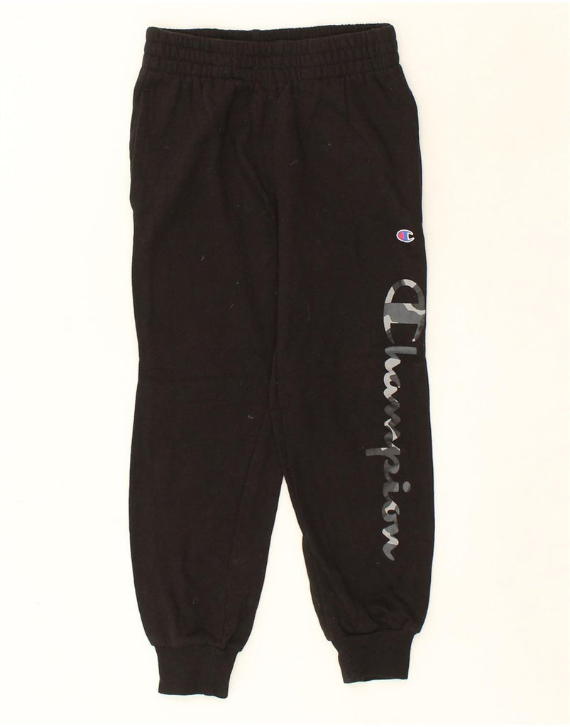 CHAMPION Boys Graphic Tracksuit Trousers Joggers 6-7 Years Black Cotton | Vintage Champion | Thrift | Second-Hand Champion | Used Clothing | Messina Hembry 