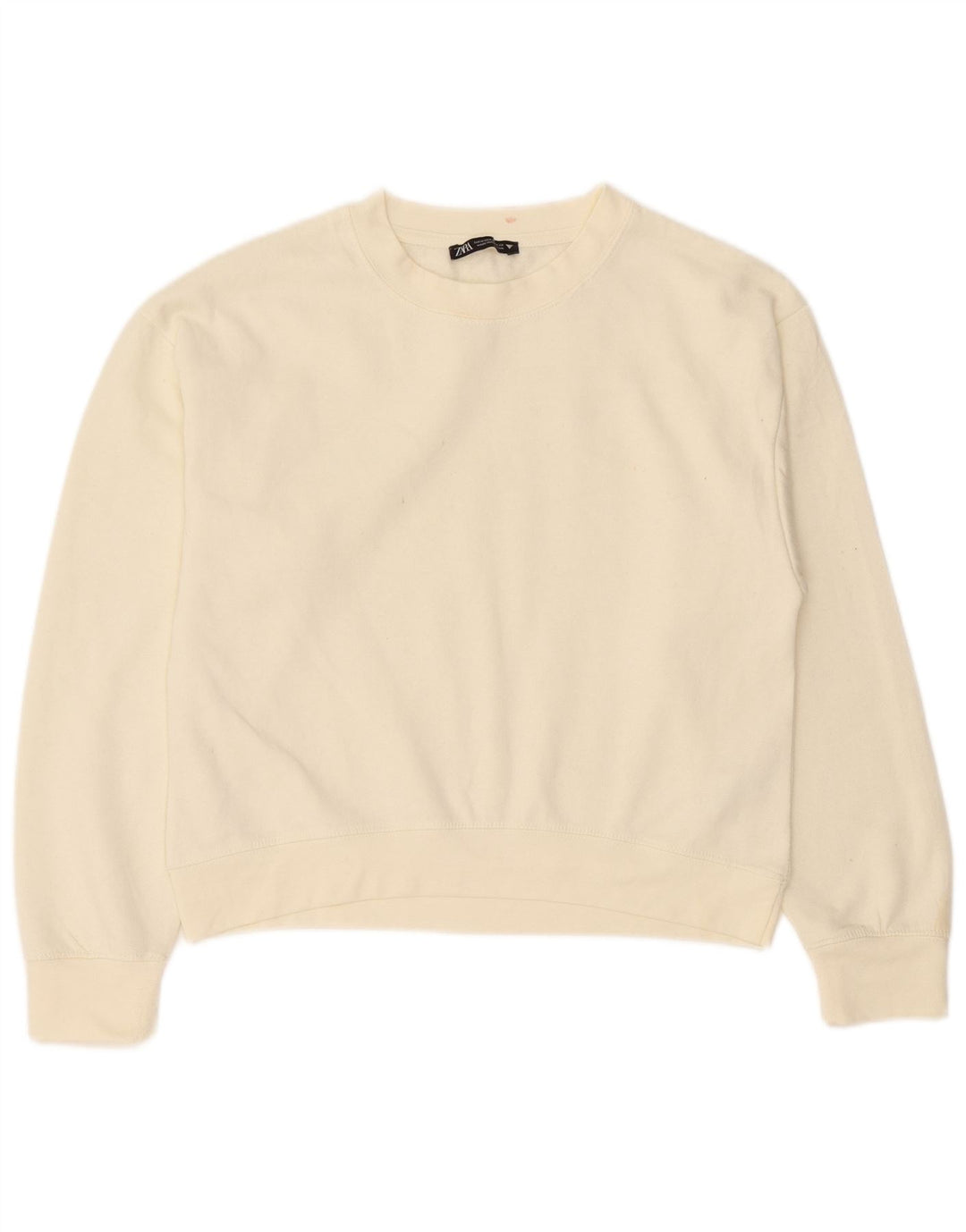 Zara Womens Sweatshirt Jumper UK 14 Medium Off White Polyester