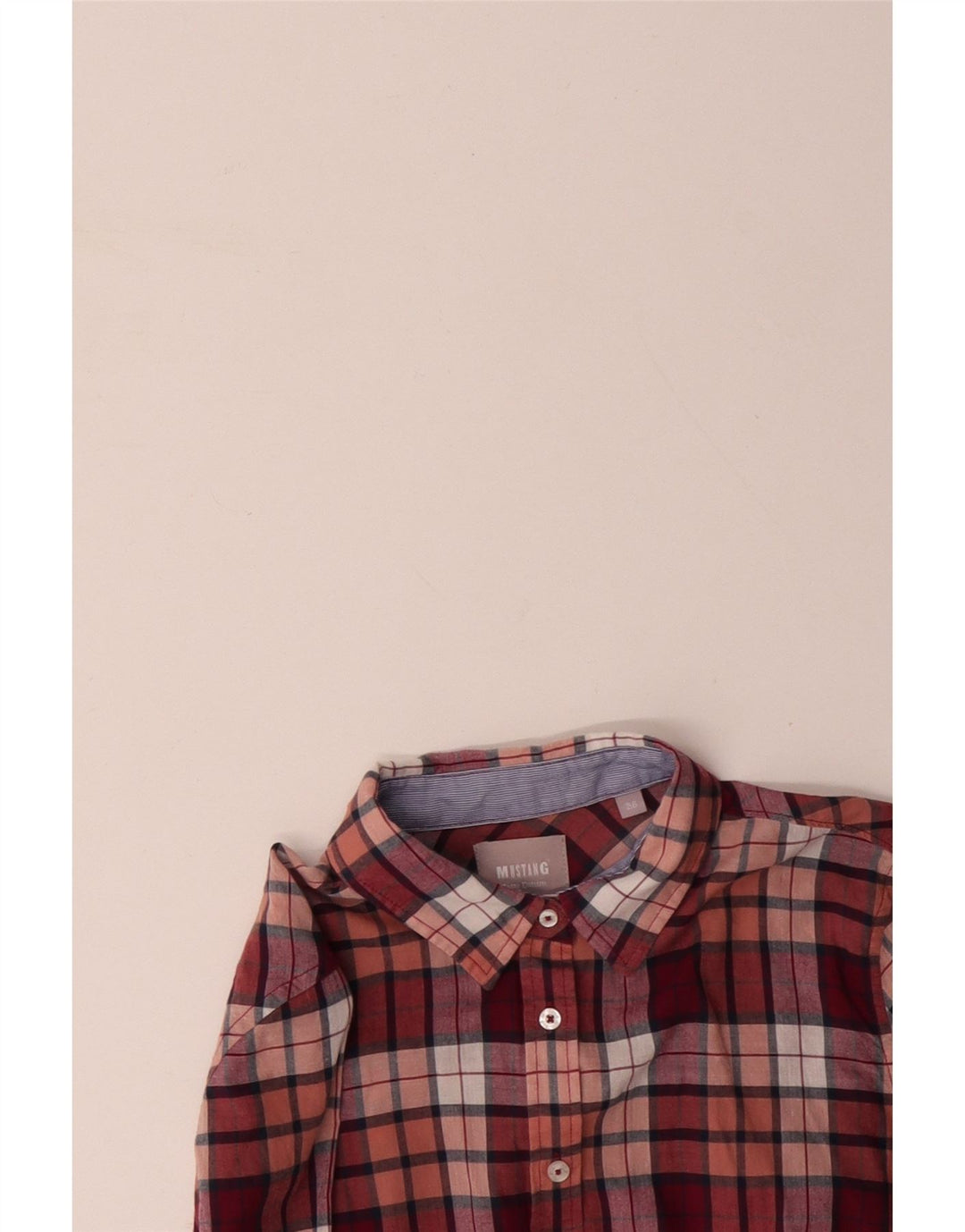 MUSTANG Womens Shirt EU 36 Small Pink Check Cotton