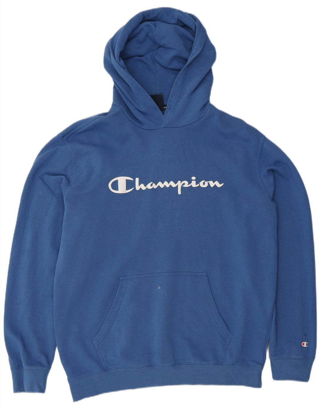 Champion Mens Graphic Hoodie Jumper XL Blue Cotton