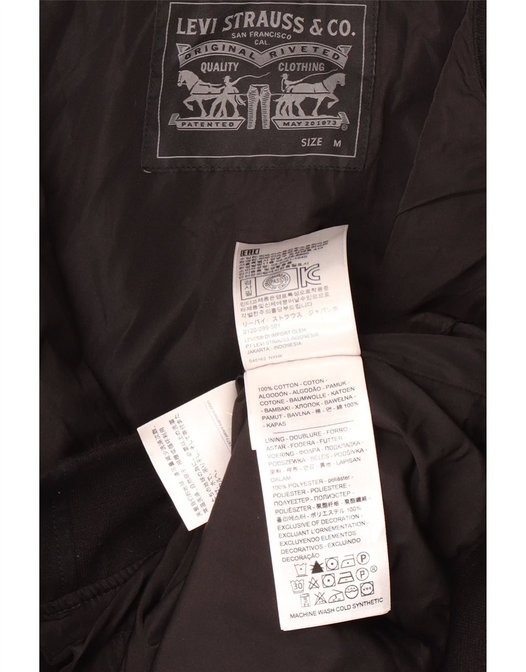 LEVI'S Mens Bomber Jacket UK 38 Medium Black Cotton