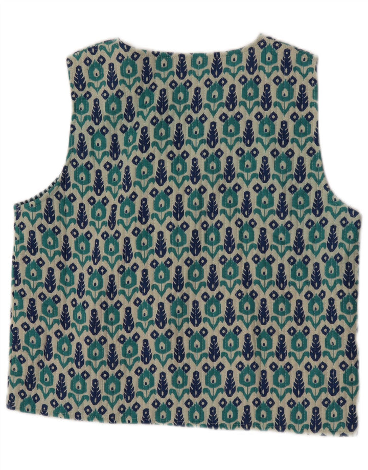 Vintage Womens Waistcoat UK 14 Medium Blue Floral