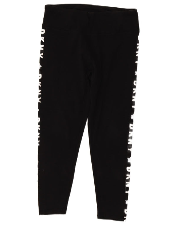 Dkny Womens Graphic Capri Leggings UK 14 Large Black Cotton