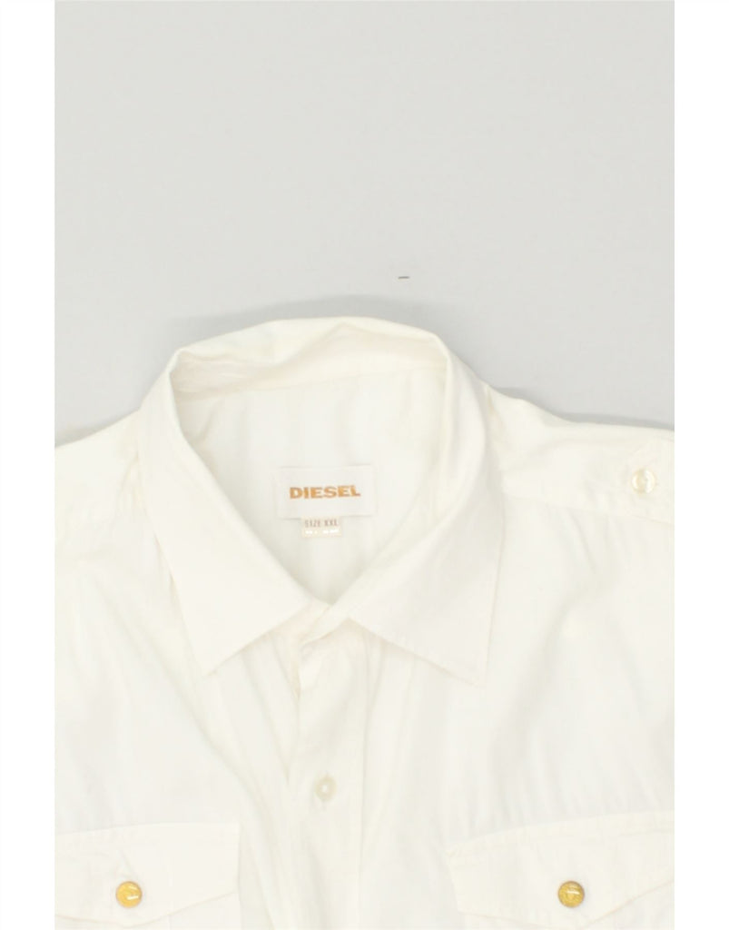 DIESEL Mens Short Sleeve Shirt 2XL White | Vintage Diesel | Thrift | Second-Hand Diesel | Used Clothing | Messina Hembry 