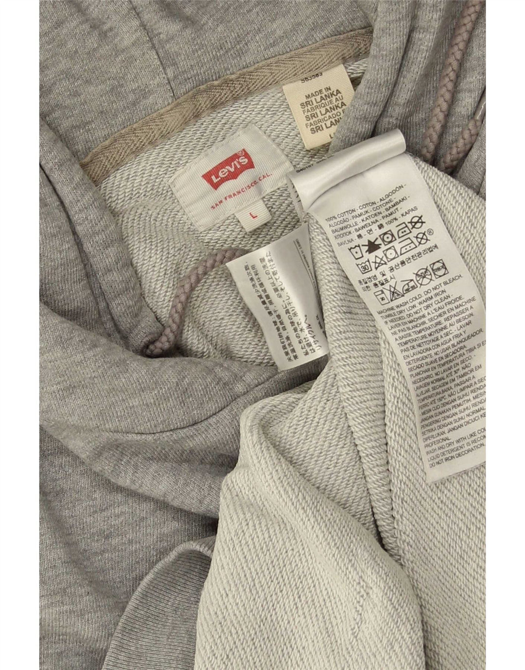 Levi's Mens Graphic Hoodie Jumper Large Grey Cotton