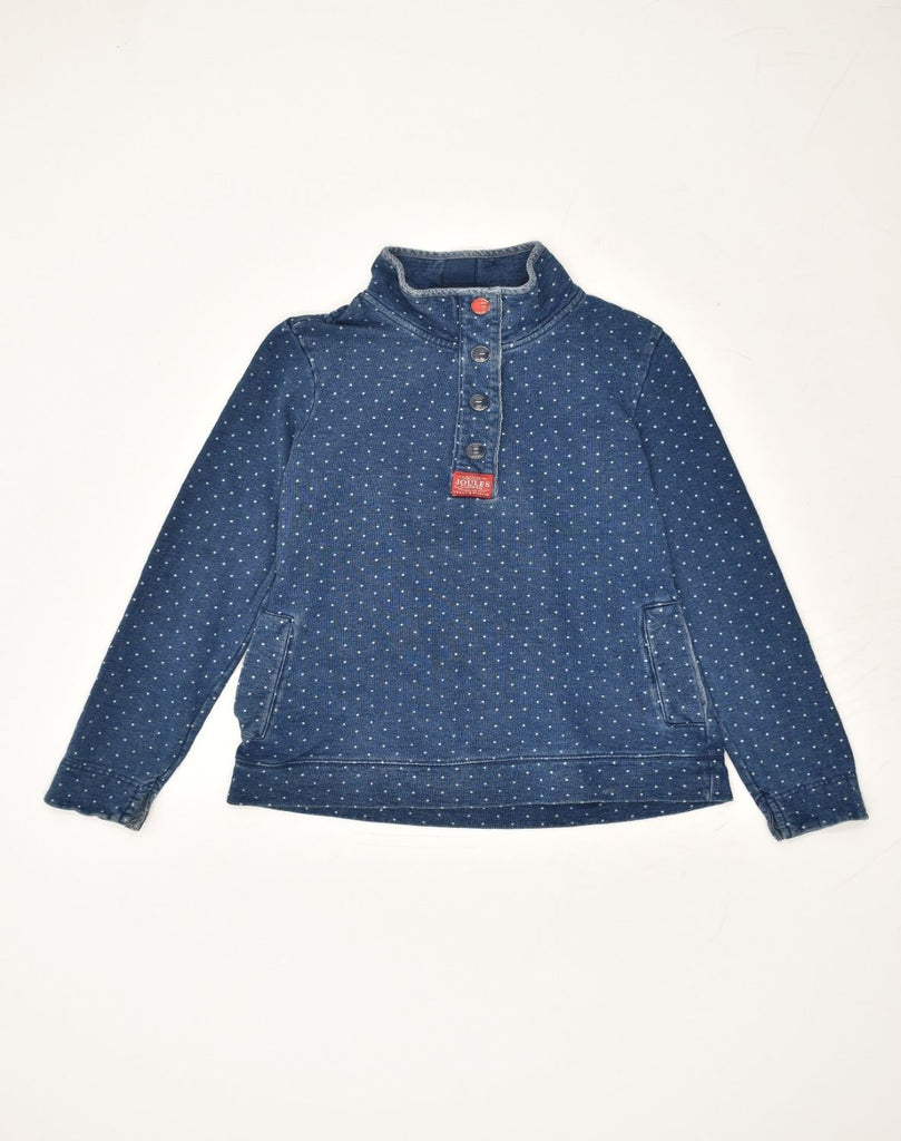 JOULES Womens Button Neck Sweatshirt Jumper UK 8 Small Navy Blue Polka Dot | Vintage Joules | Thrift | Second-Hand Joules | Used Clothing | Messina Hembry 