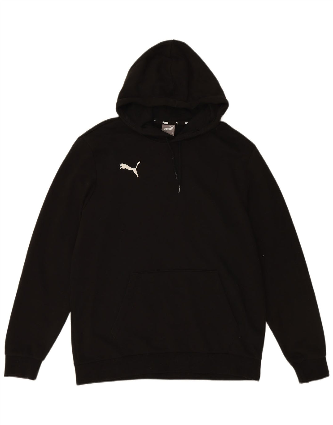 PUMA Mens Hoodie Jumper Large Black Cotton