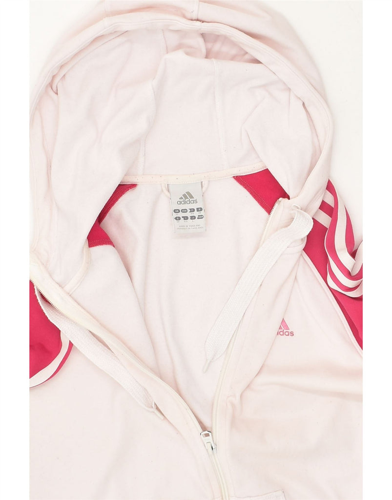 ADIDAS Womens Zip Hoodie Sweater UK 12 Medium Off White Colourblock Cotton | Vintage Adidas | Thrift | Second-Hand Adidas | Used Clothing | Messina Hembry 