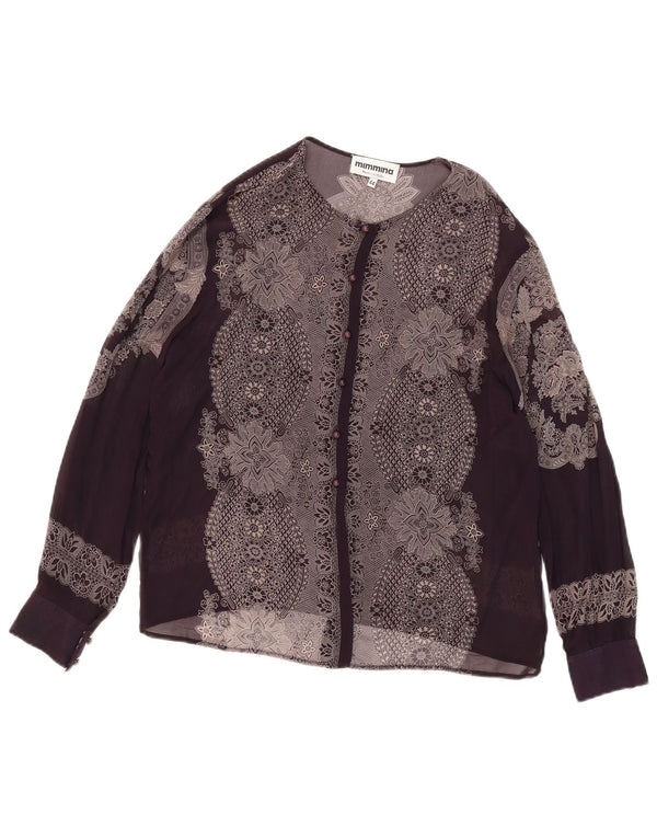 MIMMINA Womens See Through Shirt Blouse IT 44 Medium Black Floral