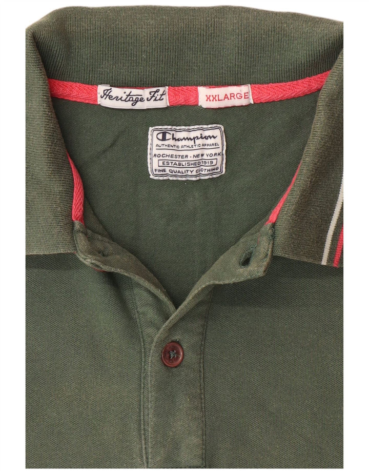 CHAMPION Mens Heritage Fit Polo Shirt 2XL Green
