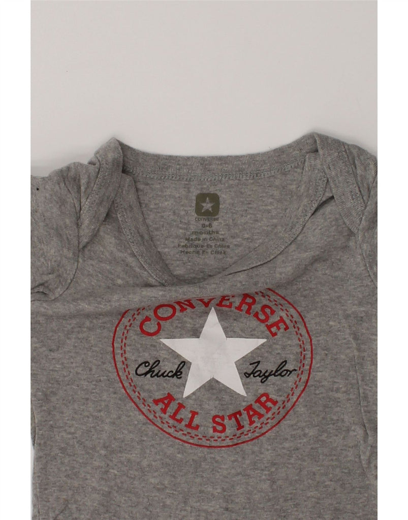 CONVERSE Baby Boys Graphic Bodysuit 3-6 Months Grey Cotton | Vintage Converse | Thrift | Second-Hand Converse | Used Clothing | Messina Hembry 