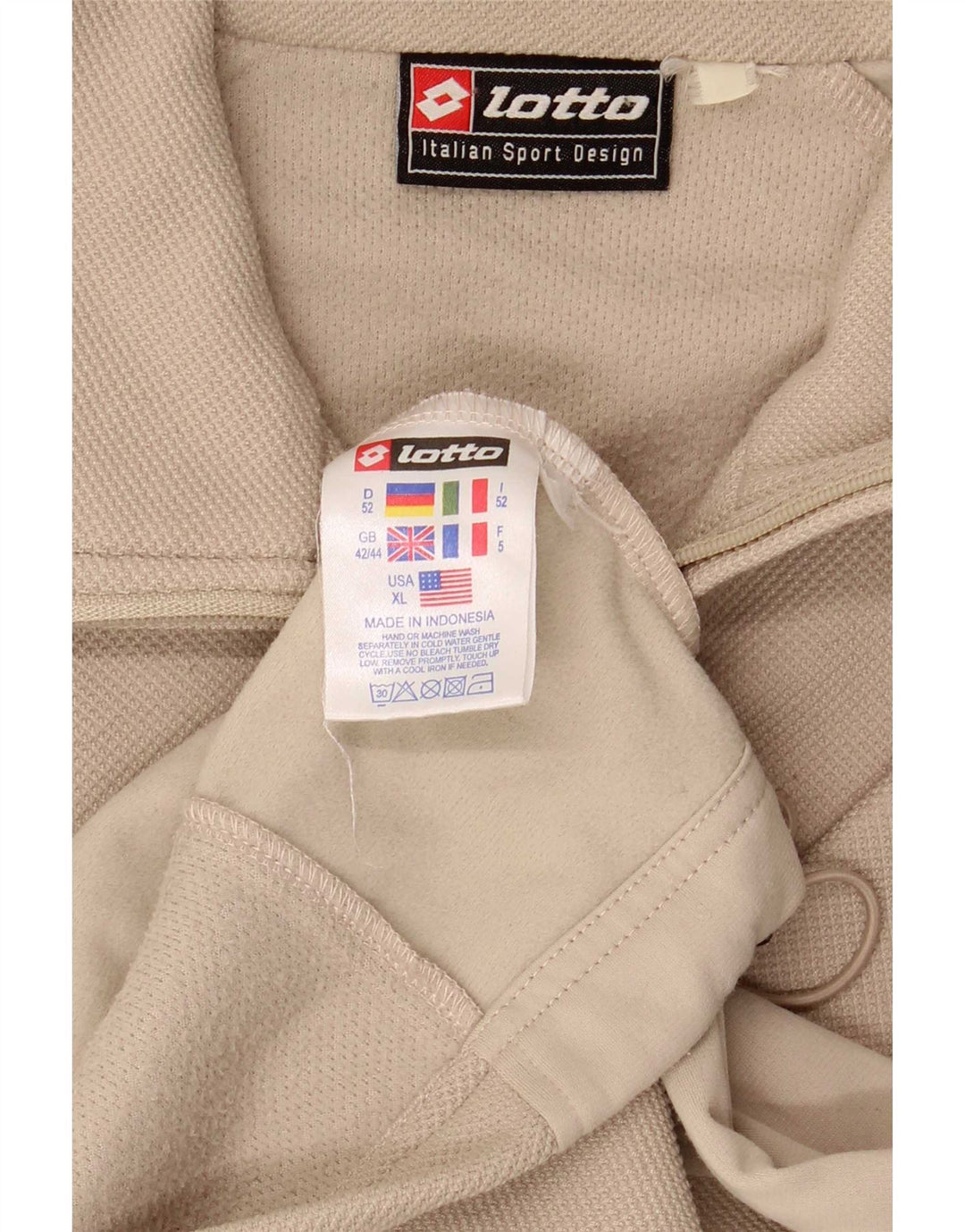 Lotto Mens Tracksuit Top Jacket UK 42/44 XL Beige Polyester